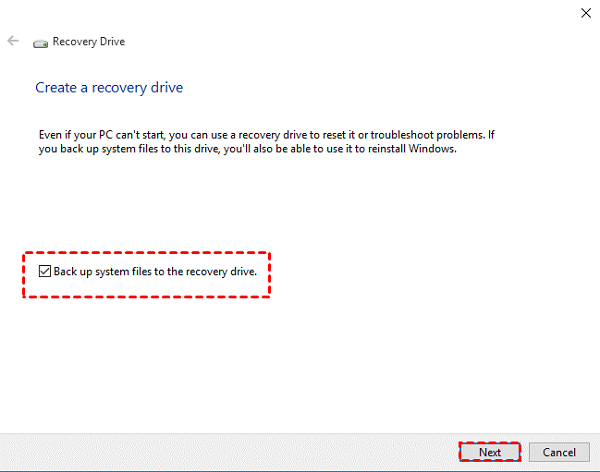 create a recovery partition in Windows 10