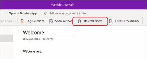 Gelöschte OneNote Seiten/Dateien im Web wiederherstellen