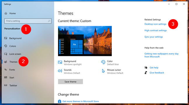 desktop icon settings windows 10