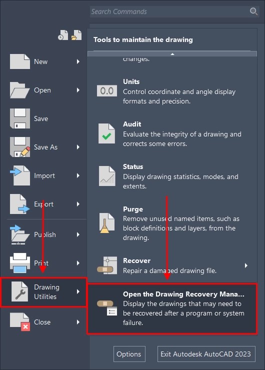 drawing recovery manager