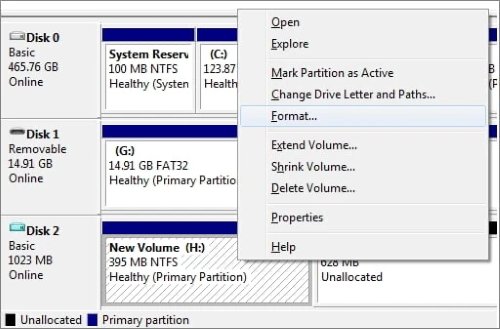 format drive under disk management