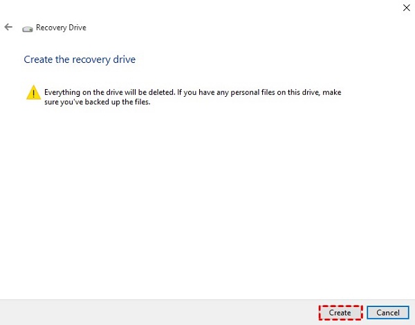 how to create a new recovery partition in Windows 10