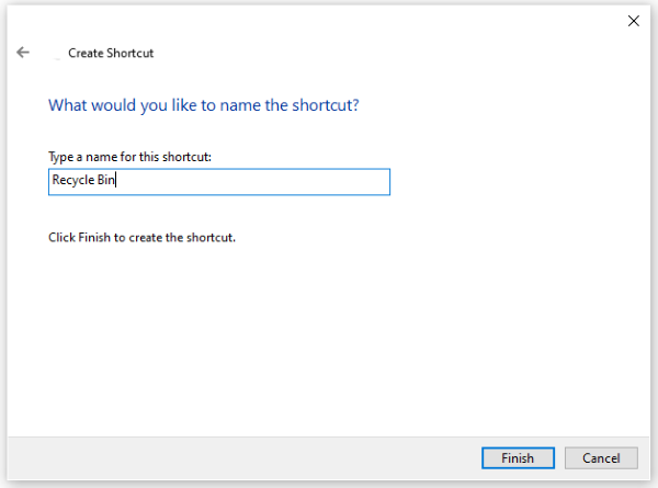 name the shortcut recycle bin