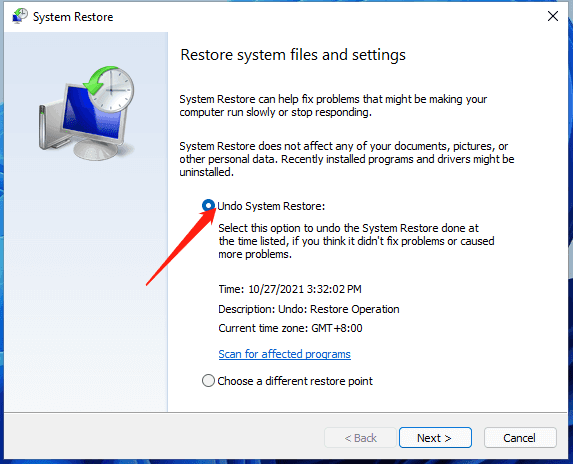 시스템 복원을 실행 취소하는 방법