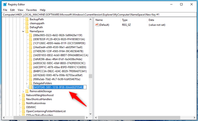 rename the key of registry editor