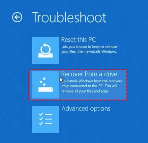 restore computer with a recovery partition drive in Windows 10