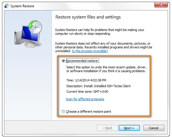 Restore your system. Recover vs restore.