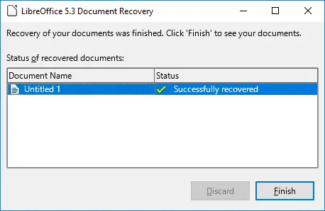 restore unsaved libreoffice document