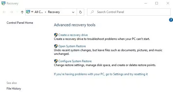 Suche nach Wiederherstellung