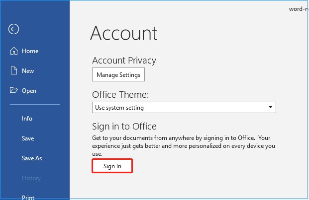 sign in with ms accounts