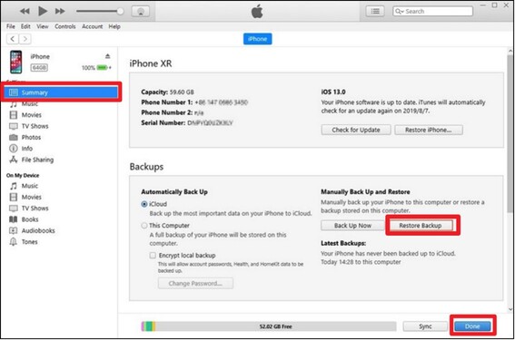 use iTunes backup to recover voicemails 