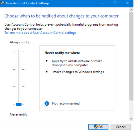 User Account Control Setting