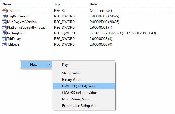 Neuen DWORD-Wert TdrLevel in der Windows Registry erstellen