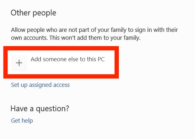 Eine andere Person zu diesem PC hinzufügen