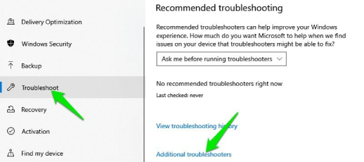 Additional Troubleshooters fix Windows update error 0x800f0922