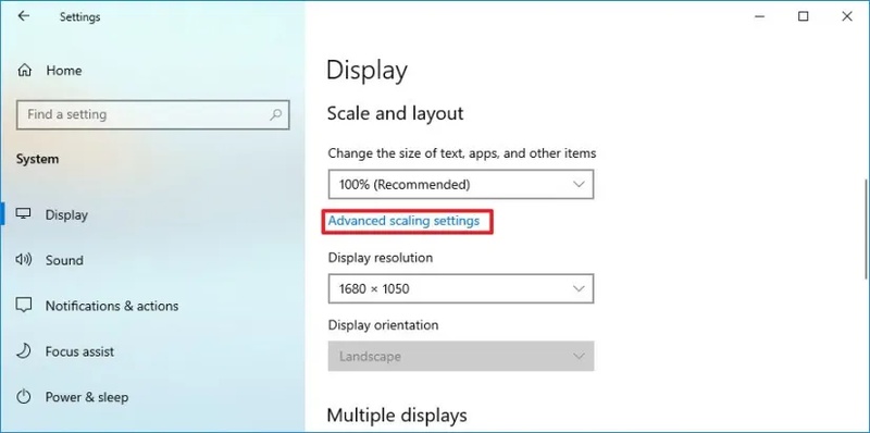 adjust display or scaling settings