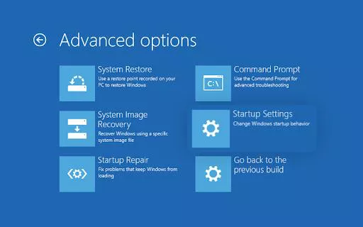 windows advanced options