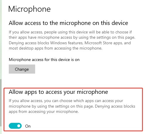 allow apps to access mic