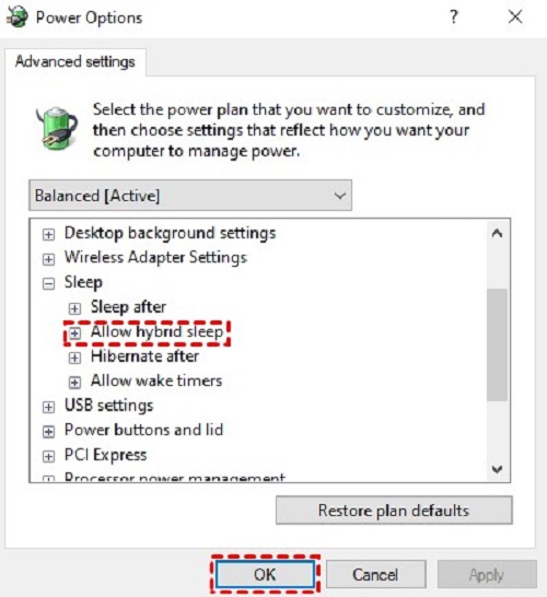 allow hybrid sleep