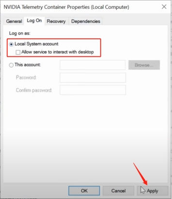 permitir que los servicios nvidia interactúen con equipos de escritorio