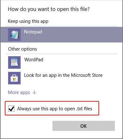 utilice siempre el bloc de notas para abrir archivos txt