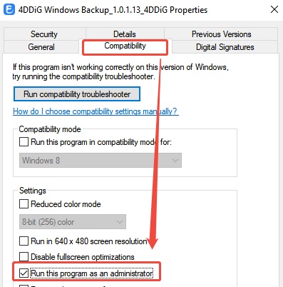 app run as administrator