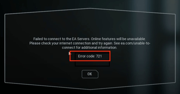 battlefront 2 error code 721