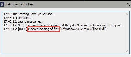 battleye blocked loading of file