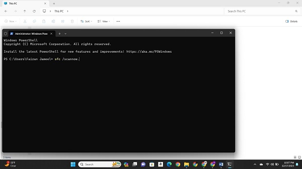 black screen with cursor Windows 11