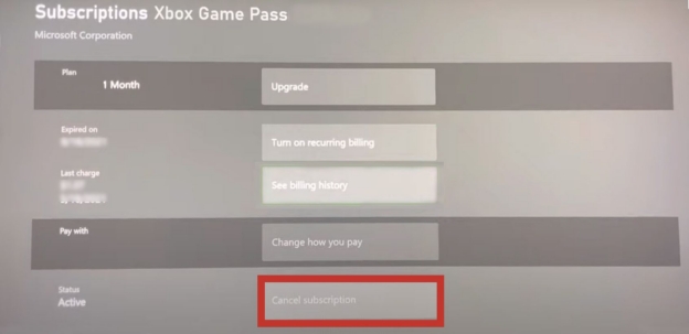 Xbox Game Pass 구독 취소