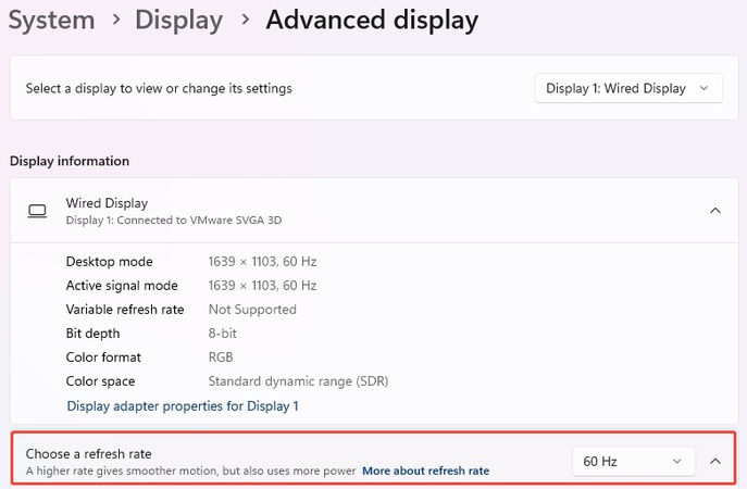 change refresh rate to fix screen flicker windows 11