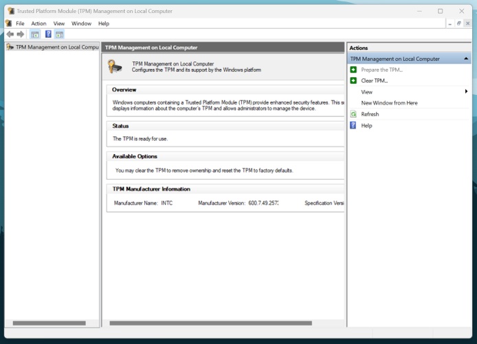 check and update tpm