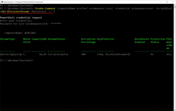 check bitlocker status using command line on powershell
