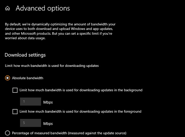 check download settings