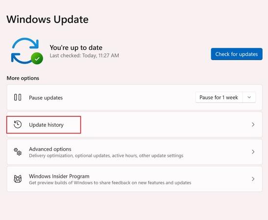 Windows Update Verlauf überprüfen