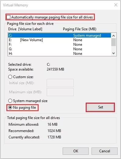 automatically manage paging for virtual memory