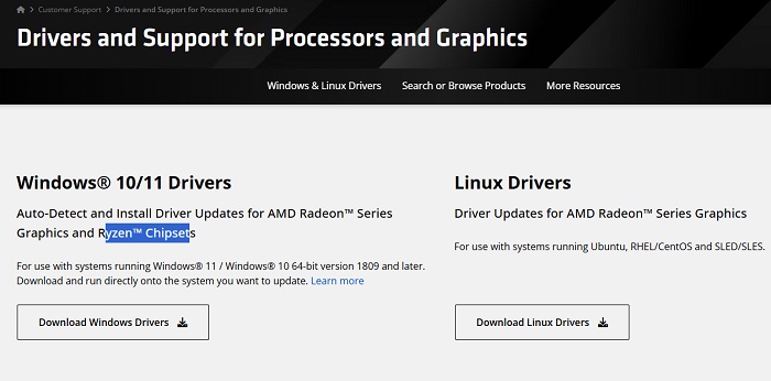 choose correct amd driver