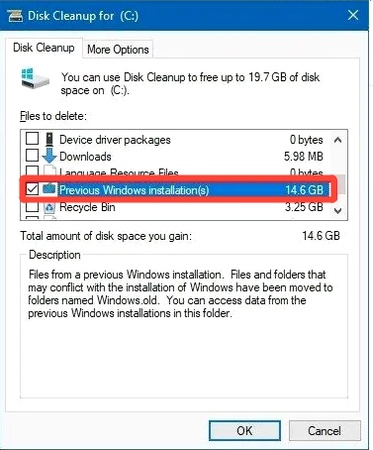 choose previous windows installations