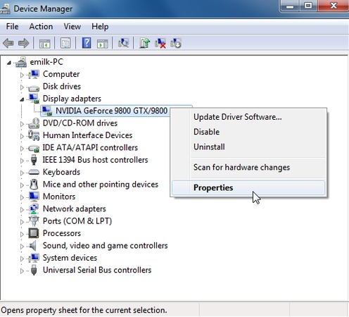 eigenschaften in grafikkarten wählen