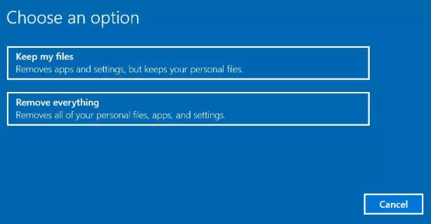 choose remove everything option