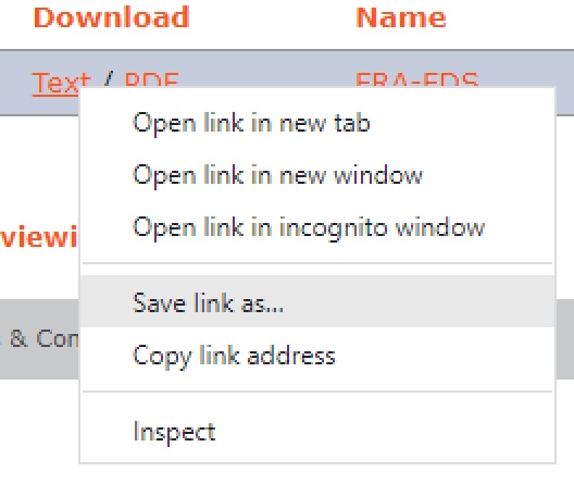 choose save link as for downloading files