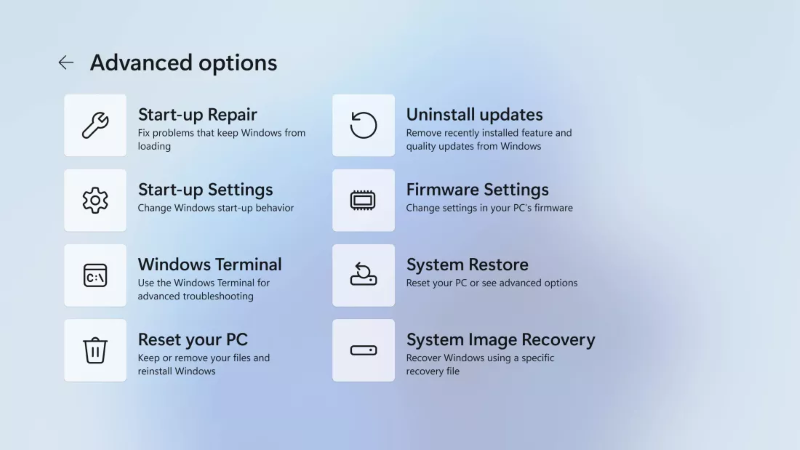 choose system restore under winre