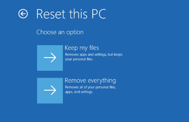 choose to reset this pc