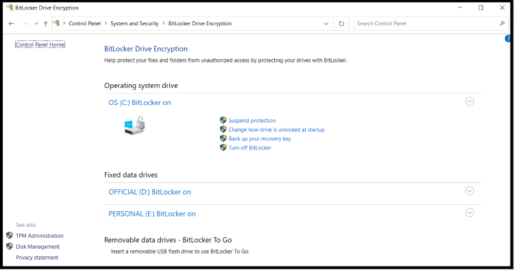 BitLocker deaktivieren