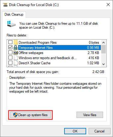 clean up disk system files