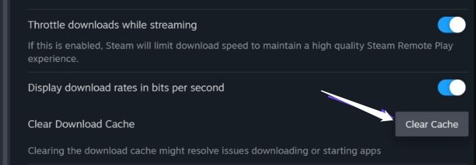 clear cache on steam
