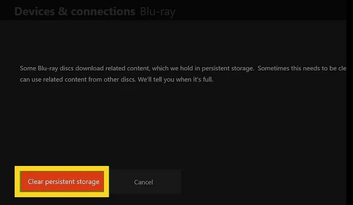 clear xbox persistent storage