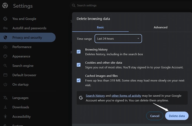 clear youtube cache in chrome