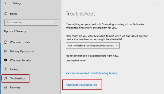 click additional troubleshooters