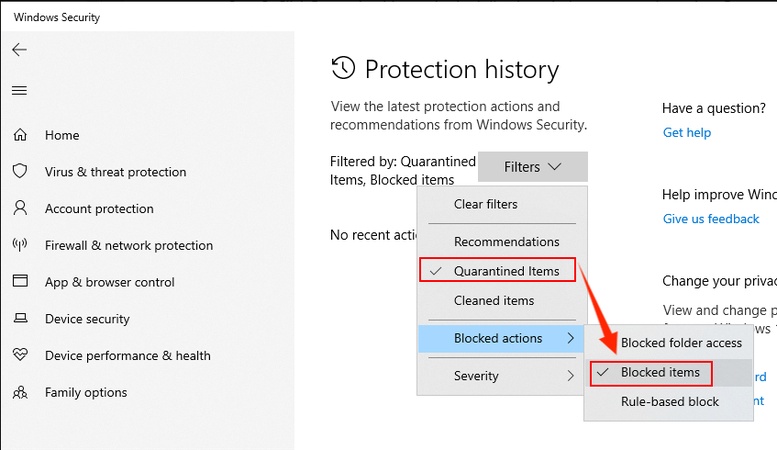 click blocked items